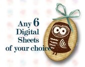 Any 6 Digital Collage Sheets of your choice. Images for bottle caps, cabochons, pendants, jewelry, embellishments. Printable download.