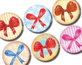 Bows Gift Wrap 1  inch bottle caps circles images. Ribbons printable download digital sheet  for packaging, scrapbooking, gift wrapping