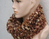 CINNAMON AND SUGAR Cluster Cowl with all shades of brown, mocha, caramel, cinnamon and some soft and fluffy white