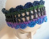 AURA Scalloped Double Trellis Headband - turquoise, pink, greens and denim blue