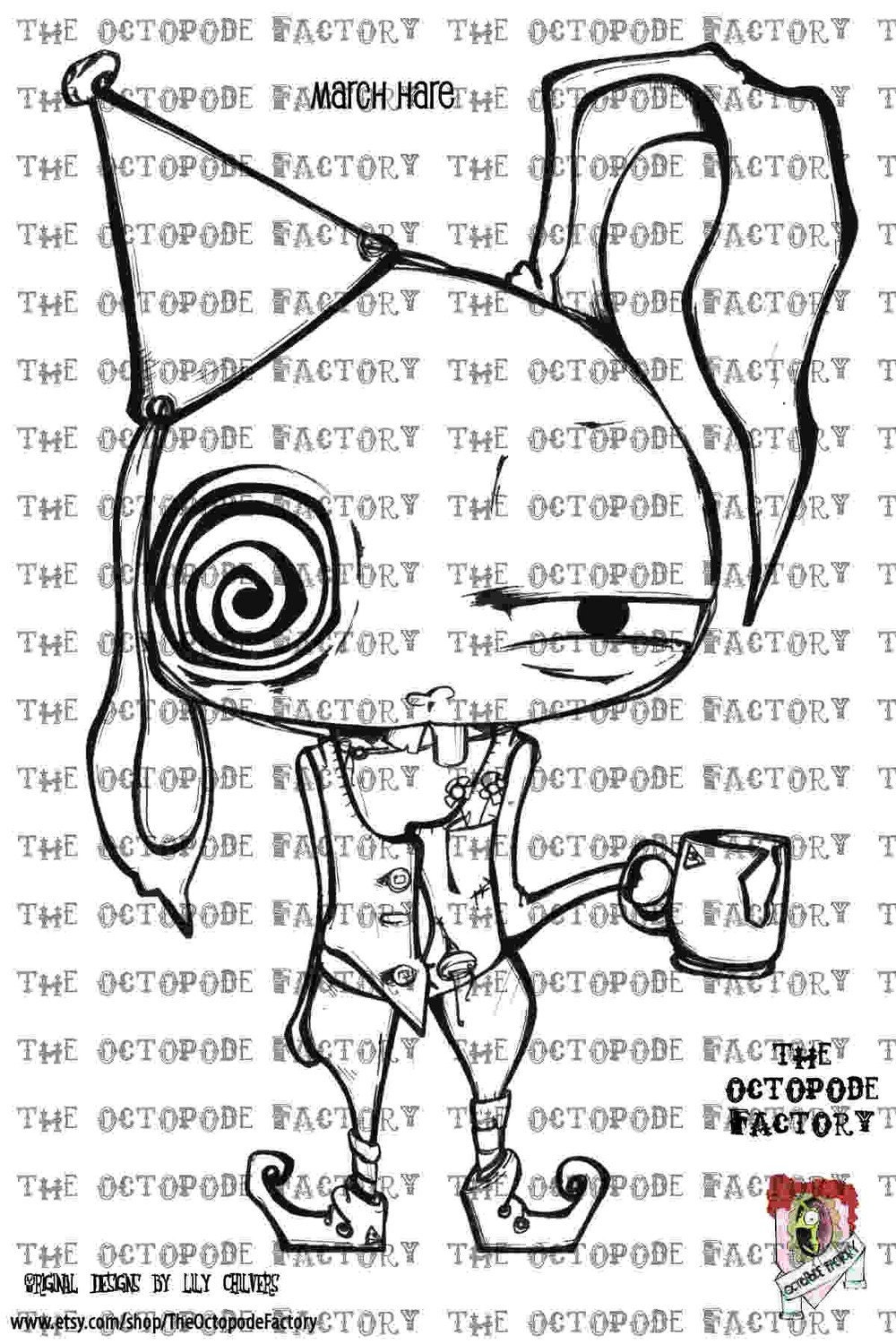 Alice in Wonderland March Hare Digital Stamp Image (instant download)