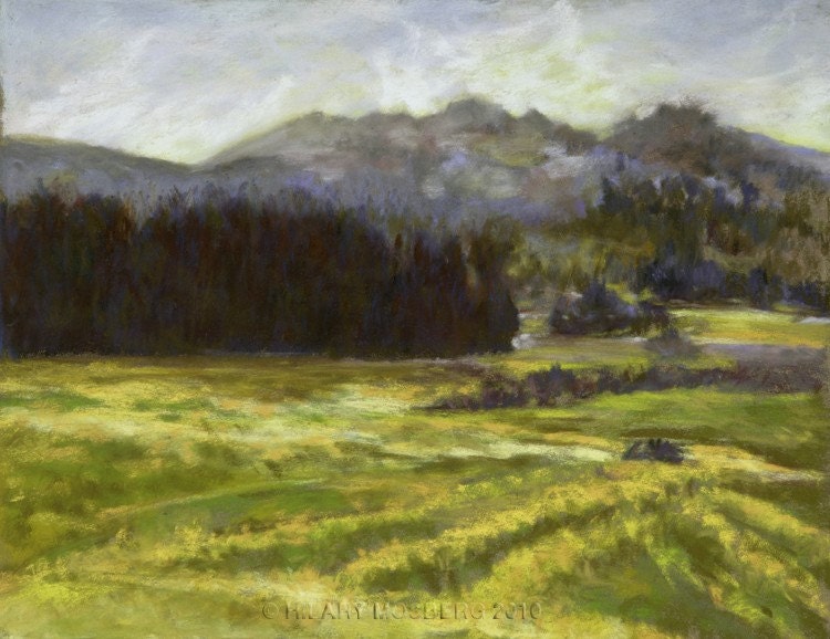 Winter Mustard Fields - Fine Art Print of Original Pastel Drawing
