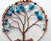 Copper Tree of Life with Turquoise Chip Ornament