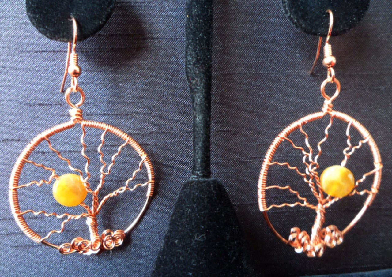 Copper Tree of Life with Moon Earrings