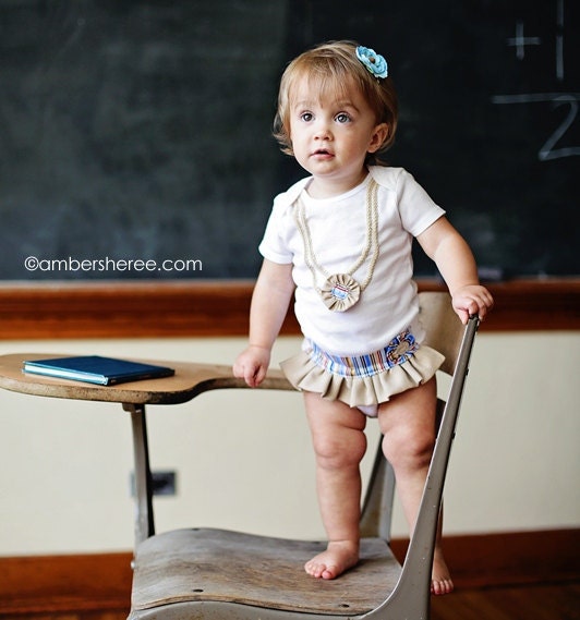 Boutique Baby Girl Clothes - Little Girl Onesie Dress with Necklace