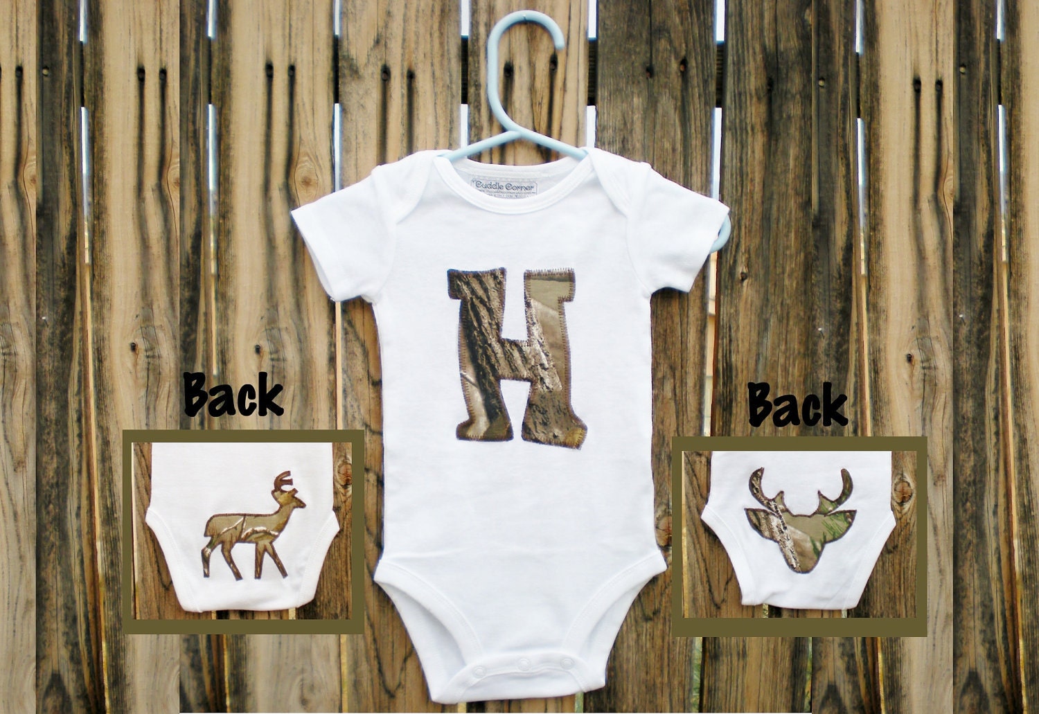 Camouflage Personalized Onesie - Baby Boy Girl Clothes - Outdoorsman Hunter Deer