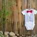 Bow Tie and Vest Onesie - Southern Gentleman - Boutique Baby Boy Clothes - Seersucker and Red Bowtie