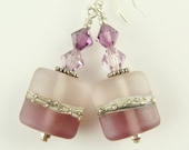 Glass Bead Earrings, Purple Dangle Earrings, Amethyst Lampwork Earrings Jewelry, Beaded Sterling Silver Earrings, Beadwork Earrings