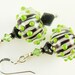 Black White Lampwork Earrings,  Dangle Earrings, Glass Bead Earrings, Beadwork Earrings, Lampwork Jewelry, Lime Green Earrings