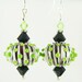 Black White Lampwork Earrings,  Dangle Earrings, Glass Bead Earrings, Beadwork Earrings, Lampwork Jewelry, Lime Green Earrings
