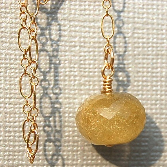Gold Rutilated Quartz Necklace:  Spun Gold