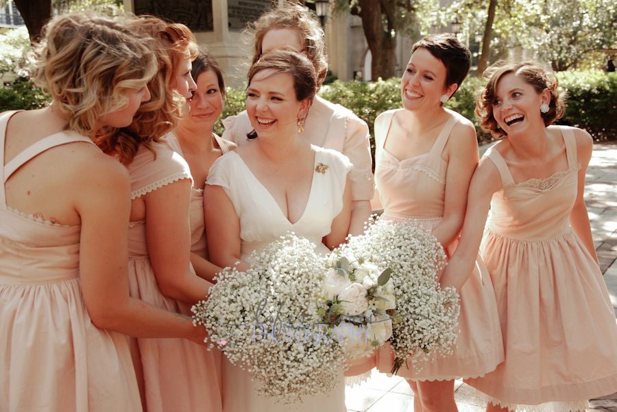 custom Bridesmaid dress Classic cotton sundress with gathered skirt, pockets antique lace detail, and attached petticoat-