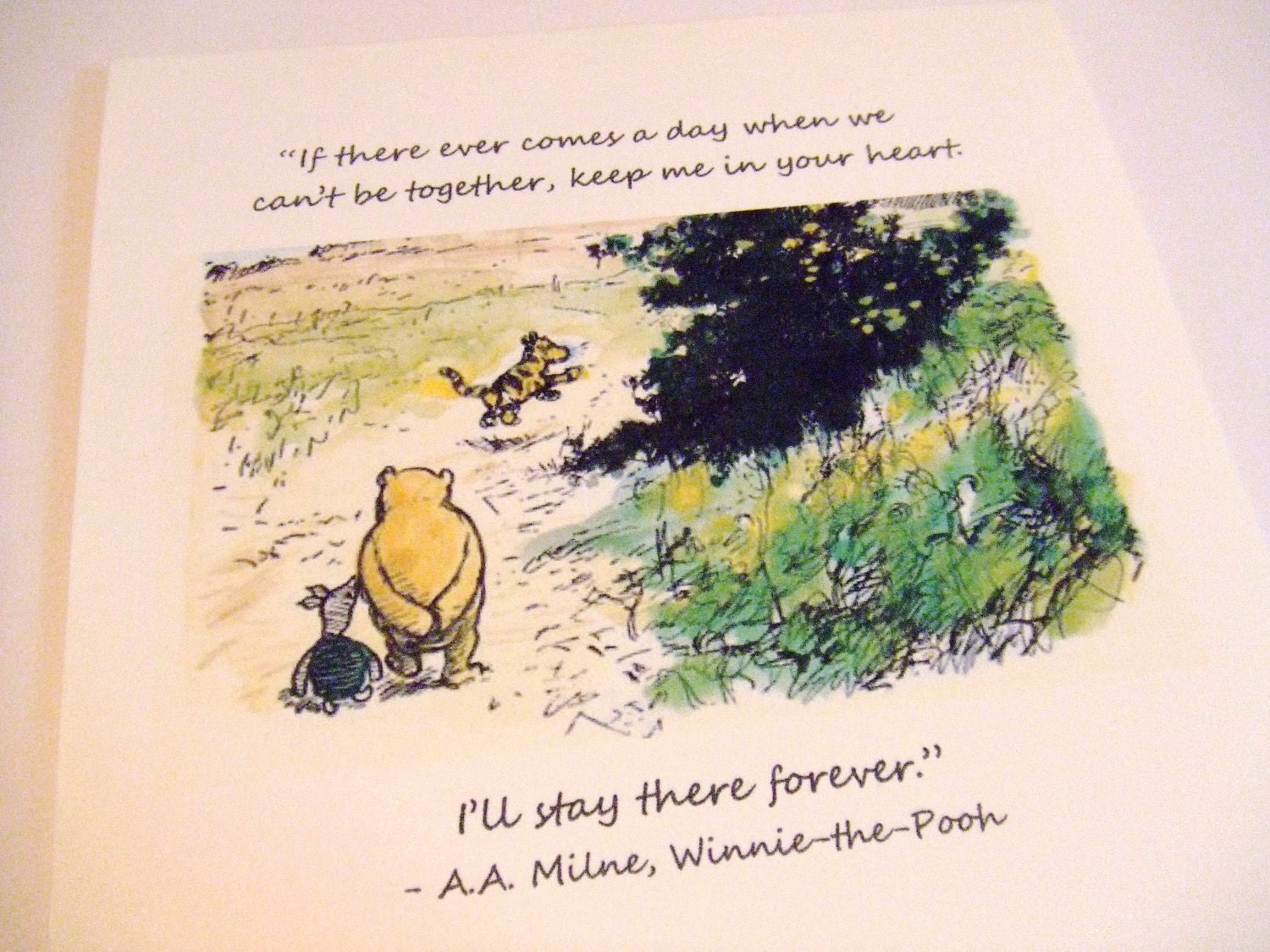 Keep Me In Your Heart - Winnie the Pooh Quote - Classic Piglet and Pooh Note Card