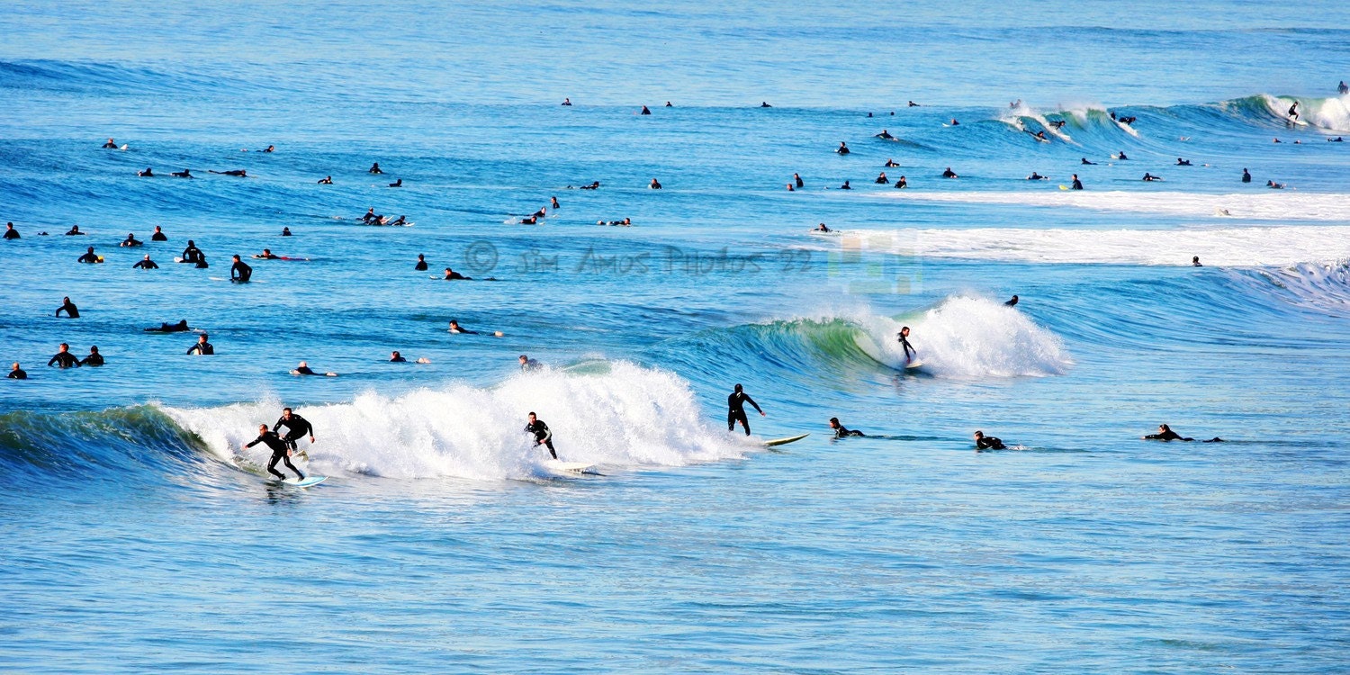 Surf Photography - Surfing Lineup in Huntington Beach California - 5X10 Surfing Photo