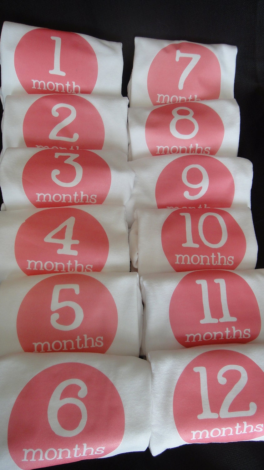 Monthly onesie Set in Pink, Blue, Red or Light Purple