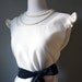 Classic Audrey Hepburn Pull Over Dress -  Womans White Dress with Black Bow Belt - Elegant and Sophisticated Sleeveless Dress