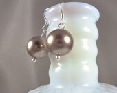 Cappuccino Pearls - Swarovski earrings in sterling silver - FREE shipping