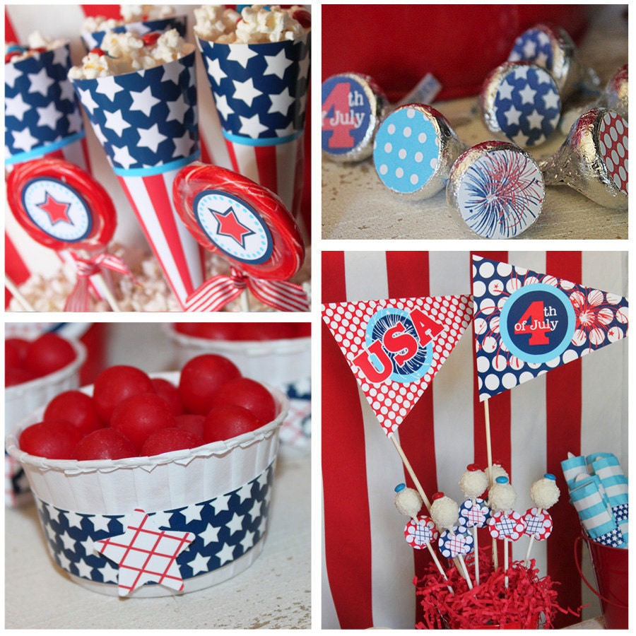 JULY 4th Party - 4th of July Printable Set - Stars and Stripes - On Sale - Full Collection with Invitation by Amanda's Parties To Go