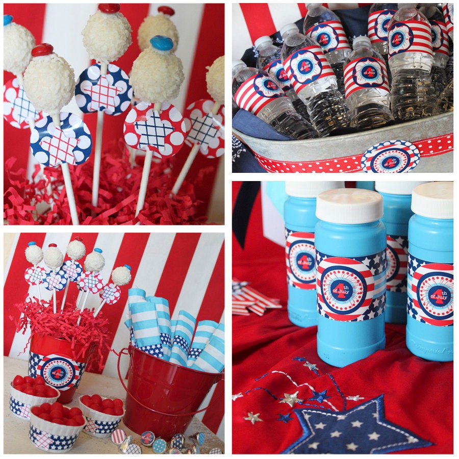 JULY 4th Party - 4th of July Printable Set - Stars and Stripes - On Sale - Full Collection with Invitation by Amanda's Parties To Go