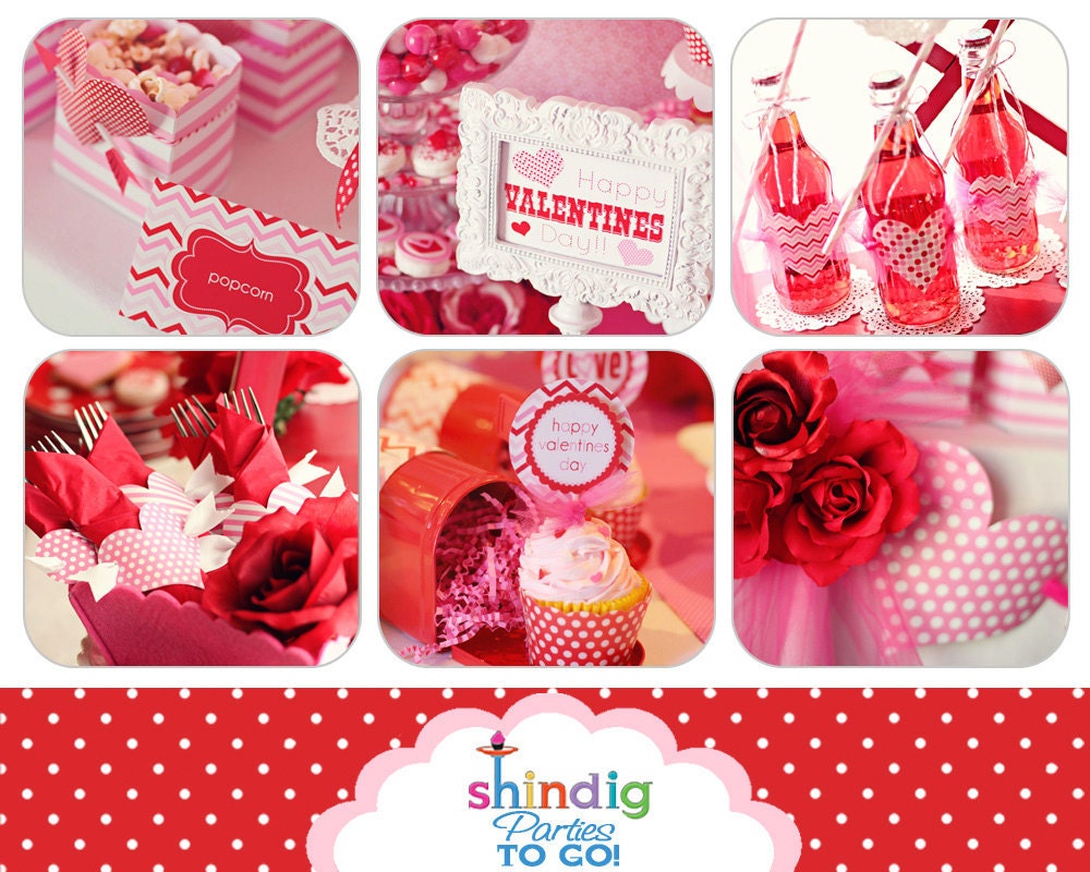 Valentines Party Printables Set by Amanda's Parties TO GO - 60 Percent OFF