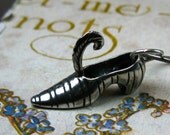 Victorian Sterling Silver Plumed Shoe Charm Pendant
