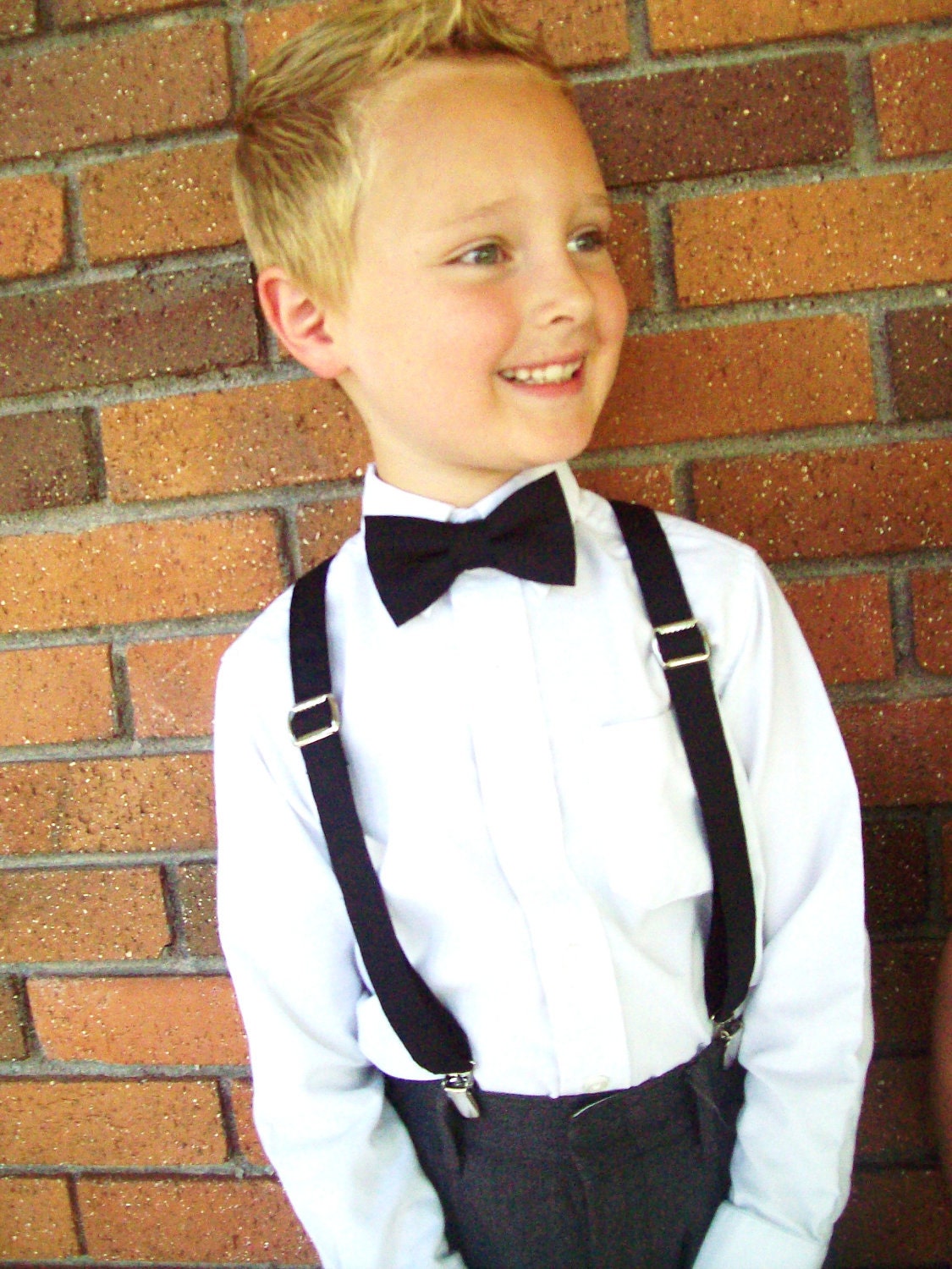 Classic Black Bow Tie and Suspender Set