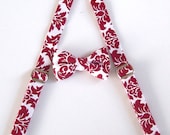 Red and White Damask Suspender and Bow Tie Set