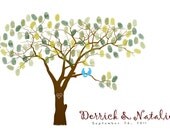 Wedding Guest Book Tree--  To Be Personalized With Guest's Fingerprints - 17x22 Unique Wedding Guest Book tree -With 2 ink pads