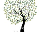 Wedding Guest Book Tree--  To Be Personalized With Guest's Fingerprints - 17x22 Unique Wedding Guest Book tree-With 2 ink pads