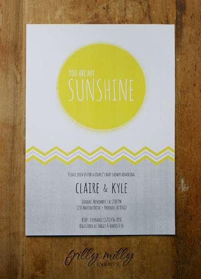 PRINTABLE INVITATION DESIGN - You Are My Sunshine collection by Frilly Milly