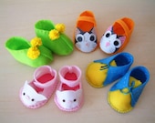 4 Felt Baby Shoe Sewing Patterns for 10--H03(1,2,3,4)