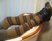 Cozy Over the Knee Thigh High  Leg Warmers Rib Knit, Footless Boot Socks Brown A627