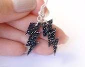 Black Lightning Bolt Earrings