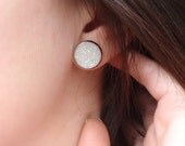 White Glitter Earrings Post Earrings Studs