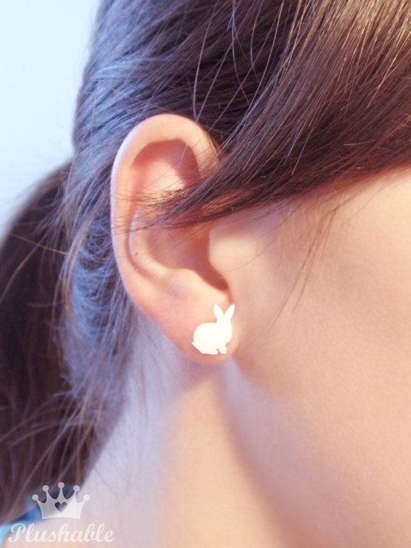 Tiny rabbit earrings, bunny earrings Easter Gift