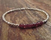 Garnet Bracelet with Karen Hill Tribe Silver Beads, January Birthstone Bracelet