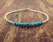 Turquoise Bracelet with Karen Hill Tribe Silver Beads