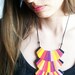 Circus bib statement necklace - bold colorful striped polymer clay necklace in pink, purple, red, orange and yellow hues one-of-a-kind