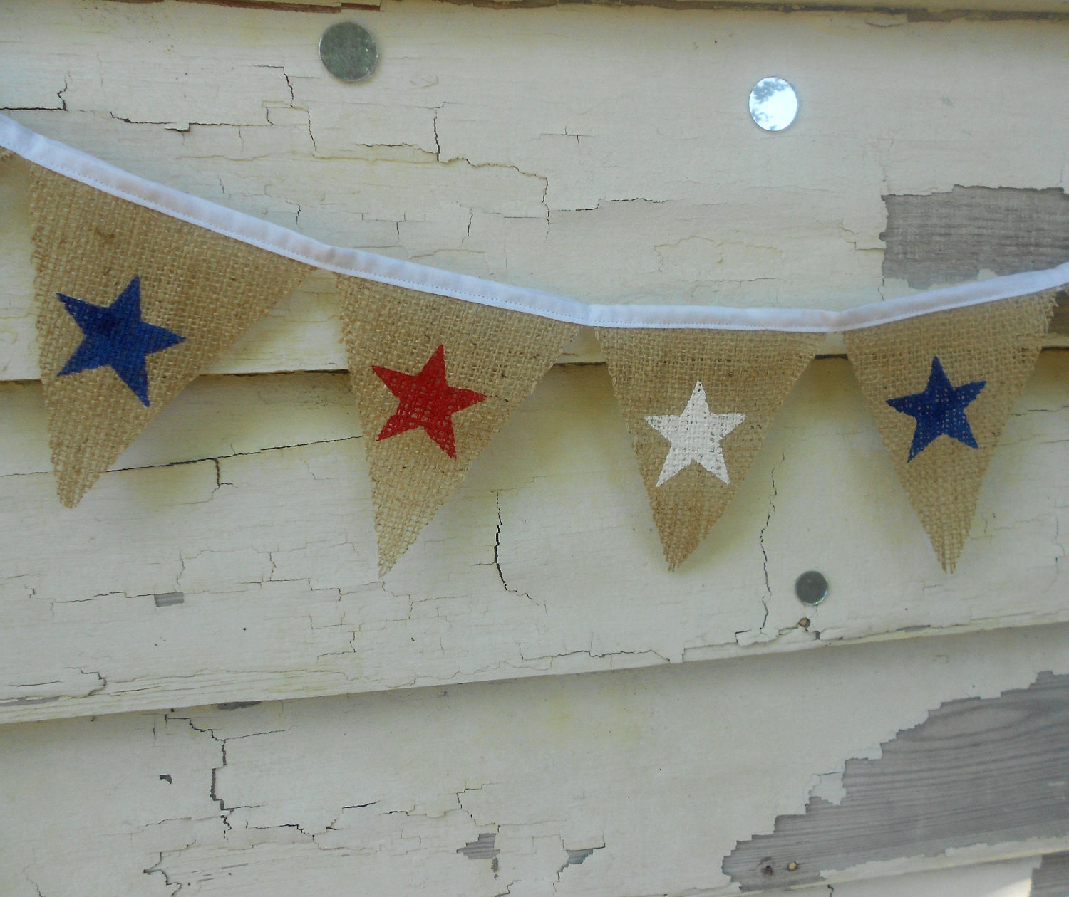 Star Spangled Burlap Banner for 4th of July, Patriotic, Americana