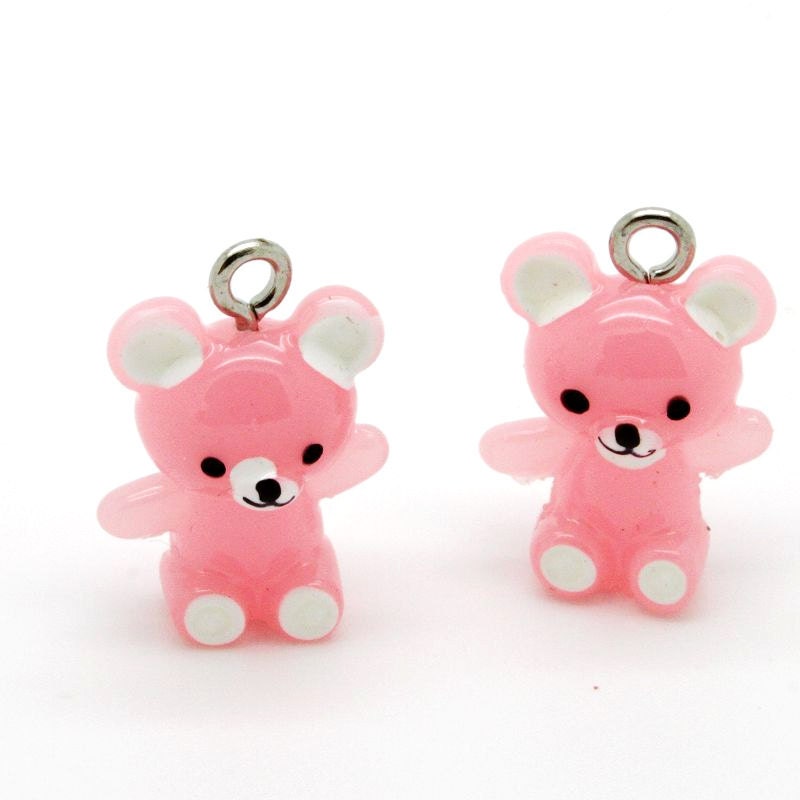 4 pcs Cute mini  bear   Cabochon  Charms / Pendants with With EYEHOOKS - (CAB-AQ -07)