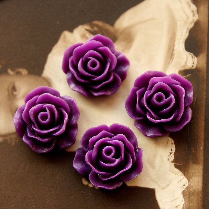 4 pcs Wholesale Beautiful   Colorful Rose Flower Resin Cabochon   -  -19mm(CAB-CB -14 )
