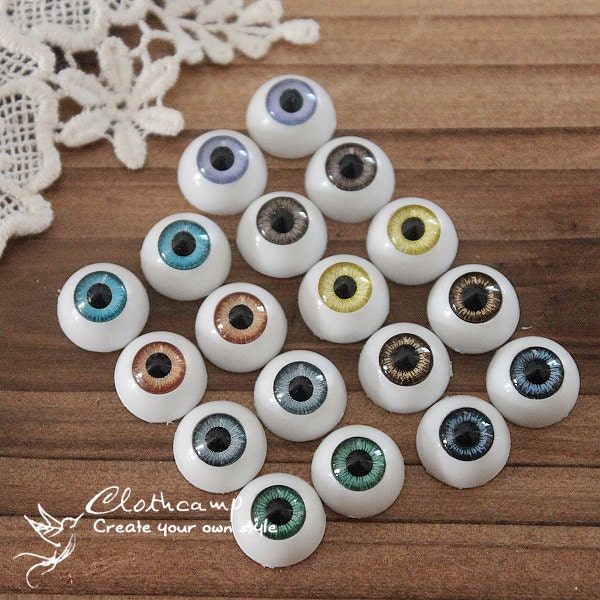 18Pcs 12mm 9colors Mix Resin Eye ball Cabochon -(CAB-CX-12-MIXSS)