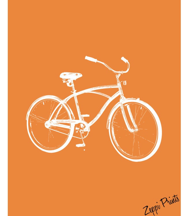 Nursery Art Orange Tricycles and Bicycle set of 3 each 11x14 sl6