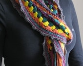 Bright Striped Crocheted Scarf