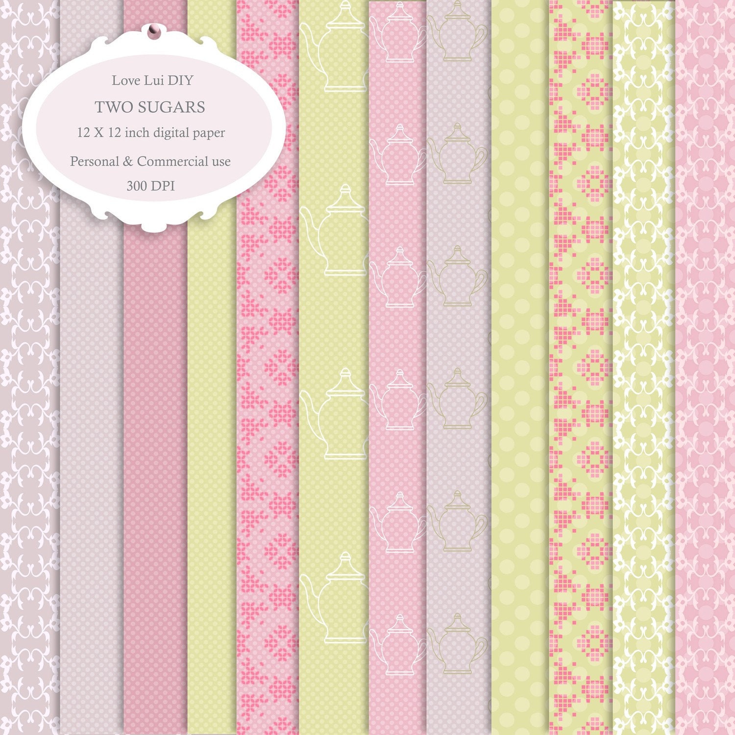 Digital Scrapbook Papers Two Sugars - 12 x 12 inch Personal and Small Commercial Use (PP 005)