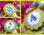 Luau Birthday Party Circles. cupcake toppers Il_170x135