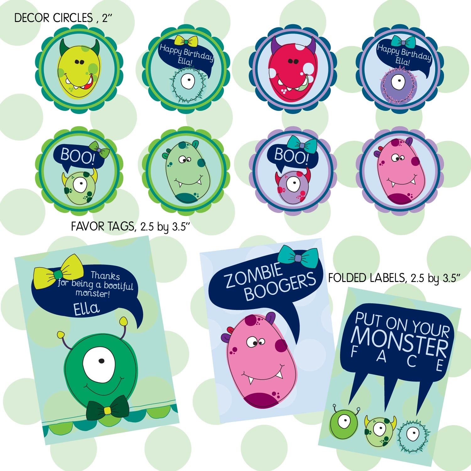 Monster ball birthday party favor tags/ thank you cards Il_170x135
