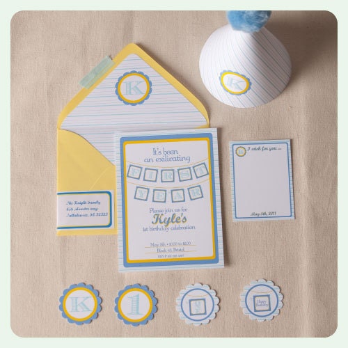 Stripe birthday party invitation