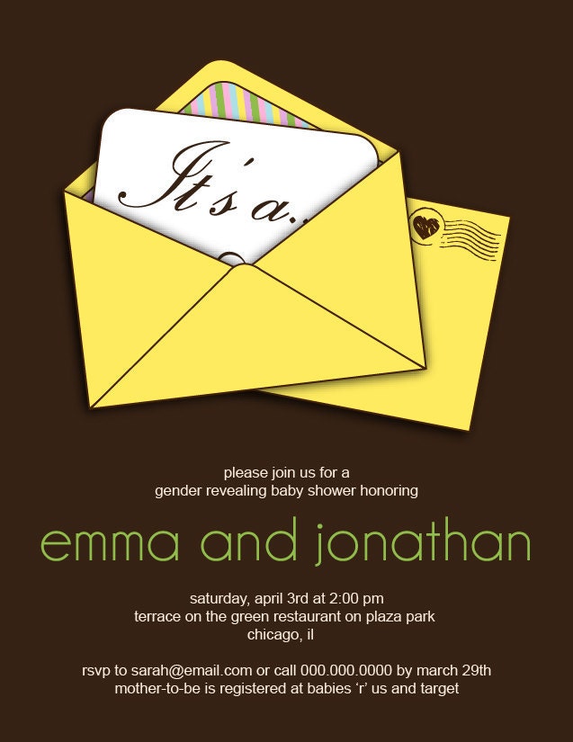 Gender Reveal Baby Shower Invitation Printable Digital Invitation Custom Personalized