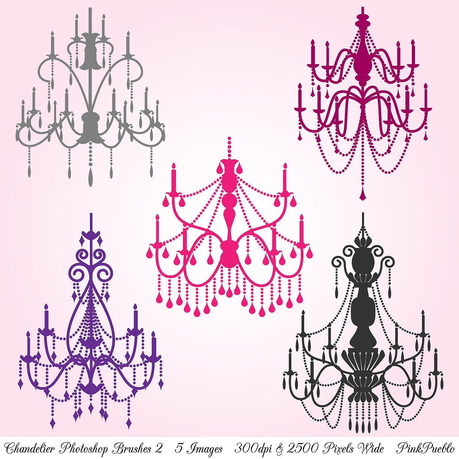 Chandelier Photoshop Brushes 2, Chandelier Silhouettes Photoshop Brushes - Commercial and Personal Use